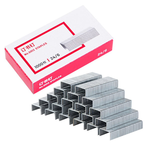 Staple General 1000 stk 24/6 Tykk elektroplettering Incisive Stitching Metallmaterial Heftemaskin Tilbehør for Kontor Engelsk Versjon