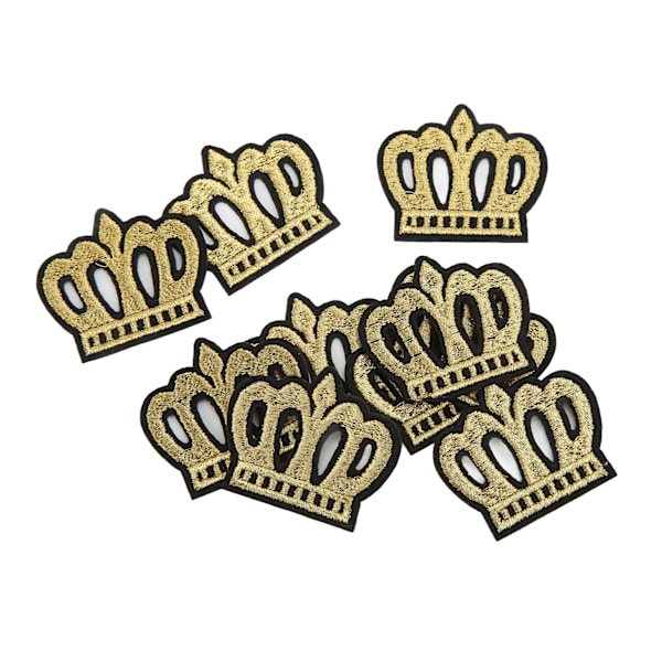 10 stk. kronebroderede patches til at skjule pletter eller skader - gyldne DIY-kroner til tøj, håndtasker, hatte og bukser