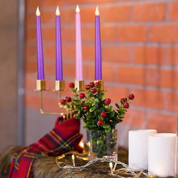 2025 Sopiva Wabjtam 4 Osainen Led Liekitön Adventtikynttiläsetti Violetti Ja Pinkki Adventtikynttilät Joulun Adventtirituaaleihin, Valukellot, Loitsut