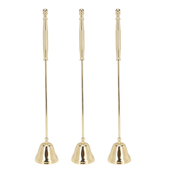 3pcs Candle Snuffer Golden Iron Plating Bell Shaped Long Handle Candle Extinguisher Candle Wick Snuffer Candle Stopper