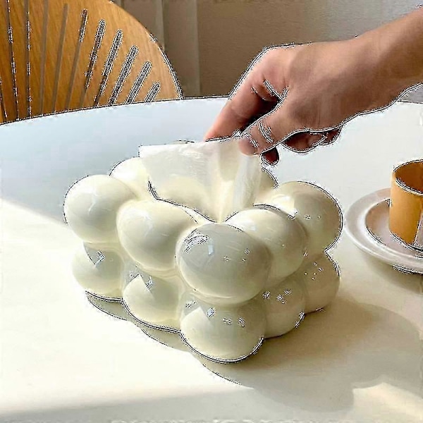 Tissue Box Hög Kapacitet Dammtät Marshmallow Form Tissue Case TA vit