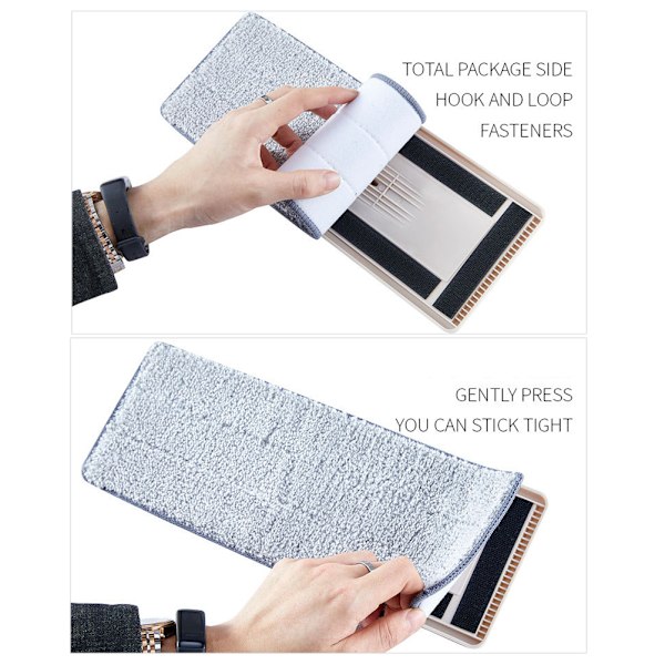 Flatmopp i mikrofiber med teleskopstang og roterbar mopp for hjemmet