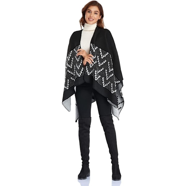 Trendig Oversize Stickad Poncho Cape för Kvinnor - Varma Vinterhalsdukar