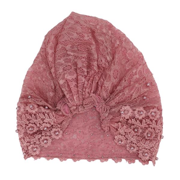 Muslimsk turbanhatt bekväm andningsbar elastisk flerfärgad blommig design huvudduk för dagligt bruk tillbedjan mörkrosa