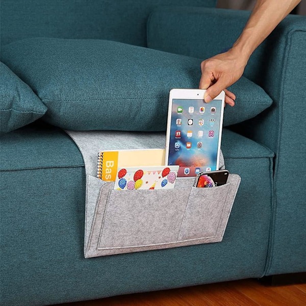 Canape Tom Lomme Seng Oppbevaringspose Filt Nattbord Organiserer Nattbord Sofa Armlene Nattbord Hengende Deksel Oppbevaring Skrivebord for Fjernkontroll