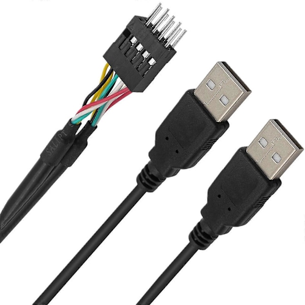 1 stk. Du Pont 9-pins han til USB A 2.0 han forlængerkabel 50 cm stik 2,54 mm