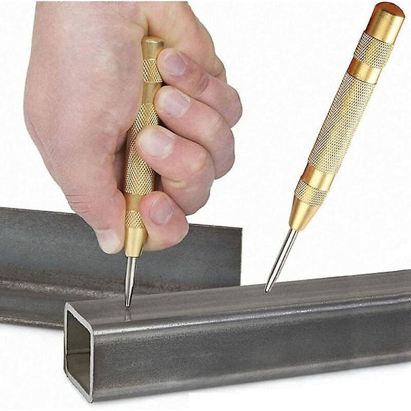 Automatisk centerpuns 13 cm i rustfrit stål med justerbar slaglængde, bestemmer borepositionen for stål, træ, plastik - Versailles