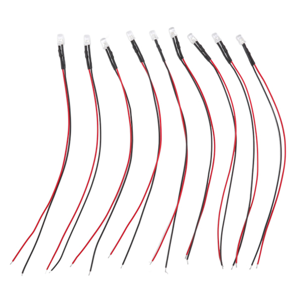10 stk lysdioder 5mm forhåndskablede elektroniske LED-lysdioder for dekorasjon 5-12V hvitt lys