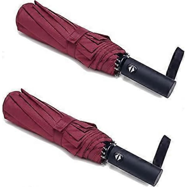 2-pak Rejseparaplyer Vindtætte 12 Ribber Automatisk Åbning Foldbar Kompakt Paraply