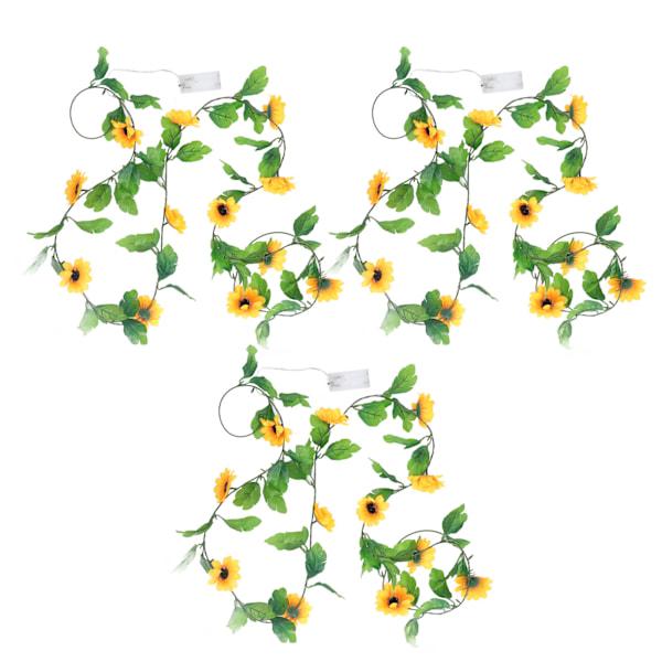 3 Stk Solsikke String Lights 7.8ft 20 LED batteri drevet Fairy Lights Bryllup Baggrund Blomster rattan dekoration