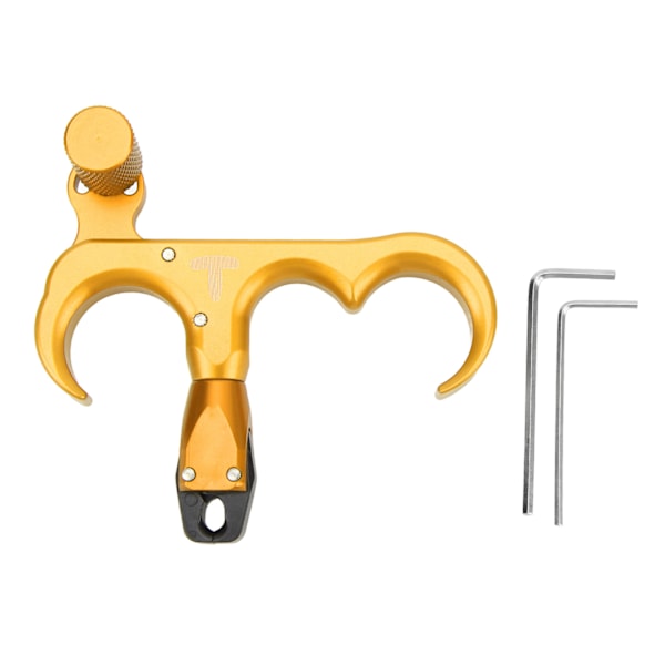 3-fingers handhållen båglösning i aluminiumlegering tumlösning för compoundbåge justerbar 360 graders rotation vänster höger hand guld