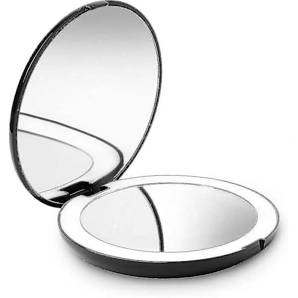 Rejse Makeupspejl med Lys, 1x/10x Forstørrelse - Dagslys LED, Kompakt, Bærbar