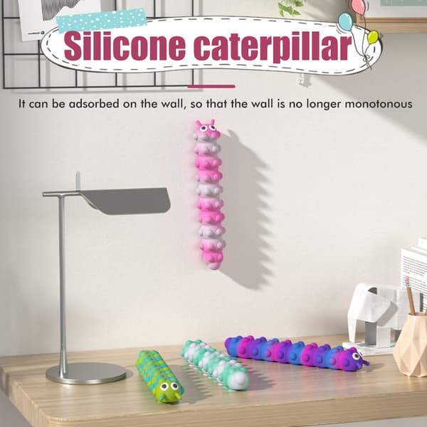Caterpillar Push Bubble Sugkopp Leksaker Silikon Sensoriska Leksaker Stressavlastande Leksaker Reseleksaker för Barn Vuxna