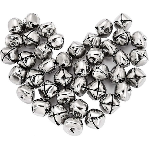 50 stk. Juleklokker Metal Håndværksklokker Bulk Musikalske Jingle Slædeklokker Perler - Sølv - 10mm