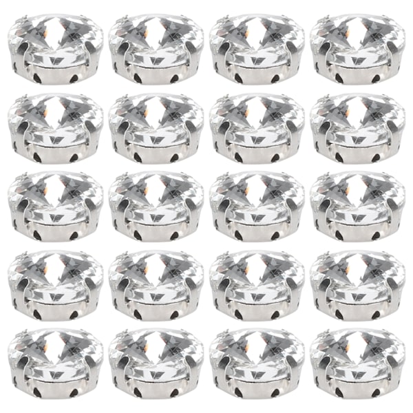 Skinnende rhinestone skodekorasjon - 20 stk (15 mm rund form)