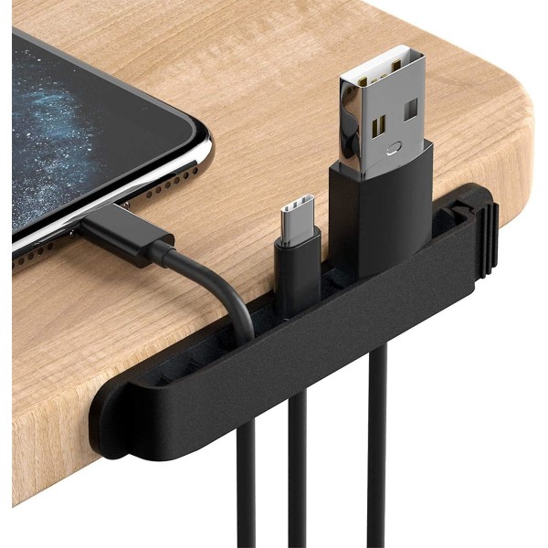 Desk Cable Clip Organizer til hovedtelefoner, datakabler og mus – sort