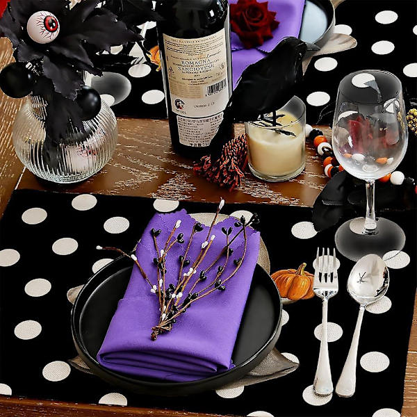 Halloween Bordbrikker Sett - 4 Pakk, Skummel Spøkelse Gresskar Burlap Borddekor for Landstil Spisestue