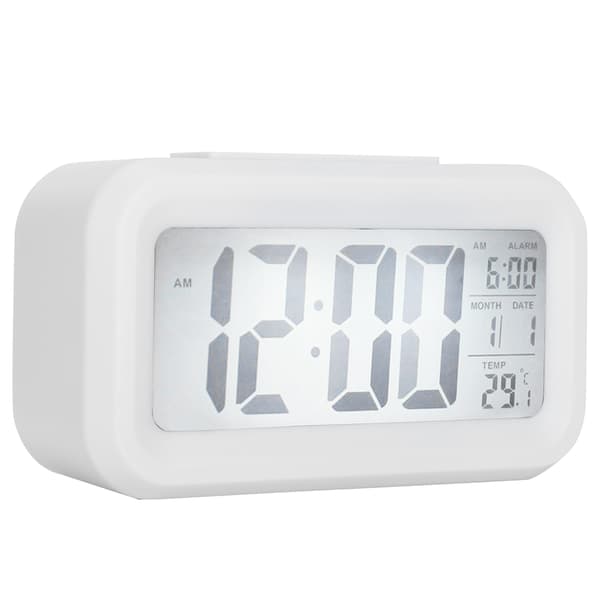 LCD elektronisk klocka stor skärm tyst smart tid temperaturdisplay väckarklocka GHY‑501Vit