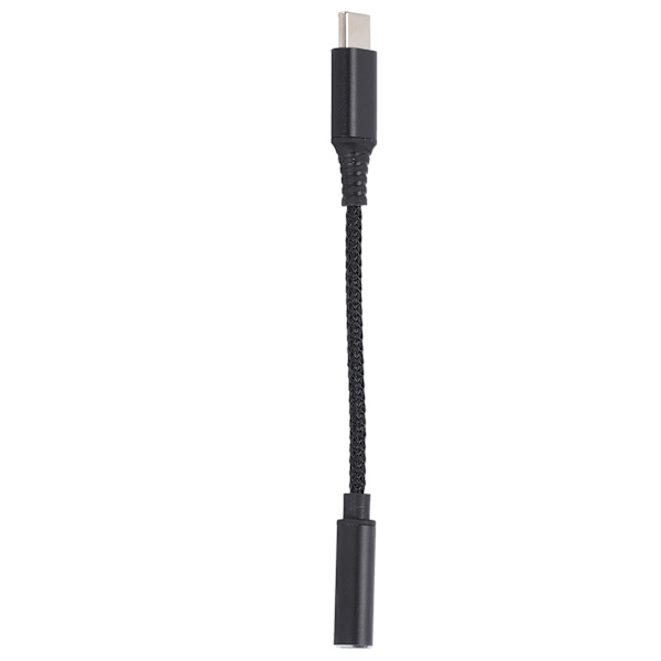 USB-C til 3,5 mm hodetelefonkontakt Adapter Type C Hodetelefonadapter Aux Audio Nylon Flettet Kabel Svart