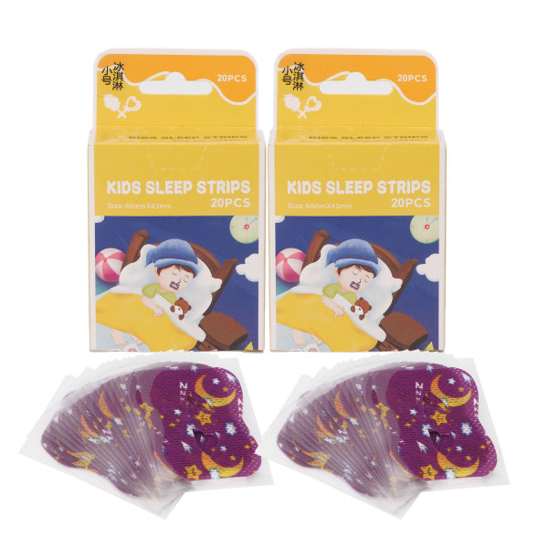 40 stk Børnemundbånd Åndedrætstræning Reducer snorken Filtreret luft Hypoallergen Fysisk bomuld Søvnmidler Strips S