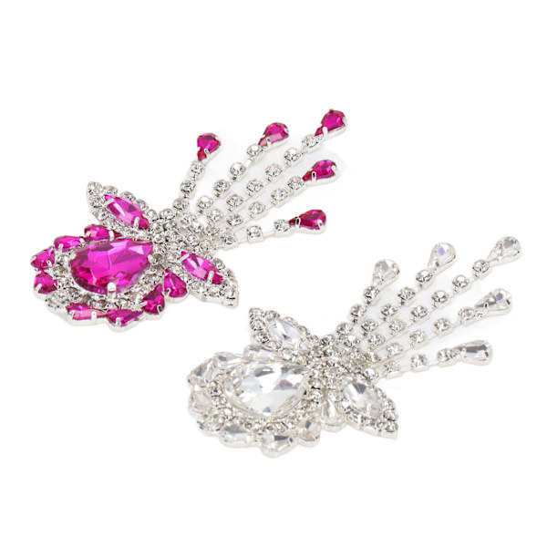 2 st Rhinestone Brosch Blanka Eleganta Vita Röda Bröllopsbroscher med Stift för DIY Hantverk Bröllop Baler Fester