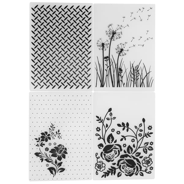 4 stk. pregefolder i plast DIY kortlaging scrapbooking preget mal papirhåndverk