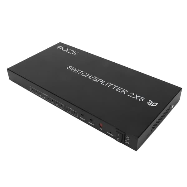 2x8 HD Multimedia Interface Switch 4Kx2K 2 in 8 ut HD Multimedia Interface Distributör med IR-fjärrkontroll US-kontakt