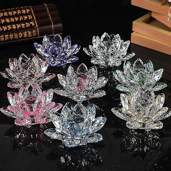 Quartz Krystaller Lotus Blomst Håndværk Glas Fengshui Ornamenter Zekai Gul 60mm