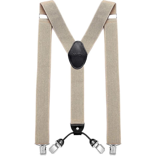 Justerbart läder och elastiska Y-back hängslen för män med 4 klämmor