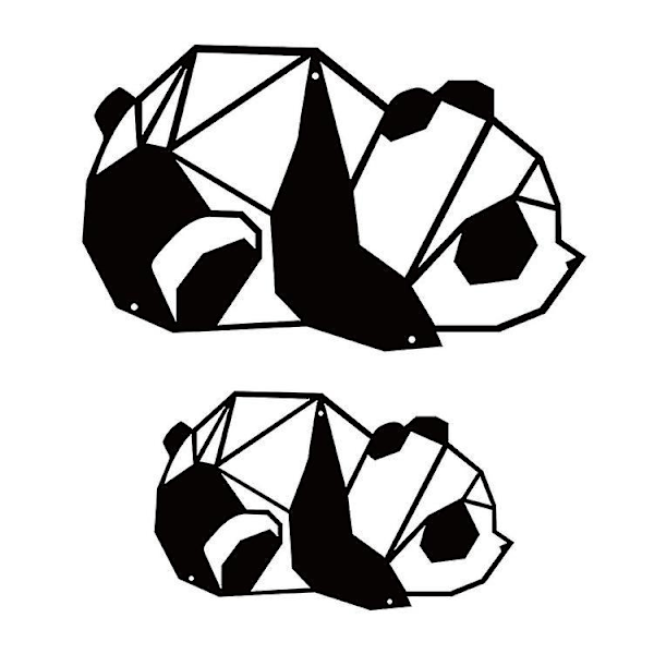 Pandas Metall Väggkonst, Väggdekoration Silhuettkonst för Hem Sovrum Vardagsrum Kontor Trädgård