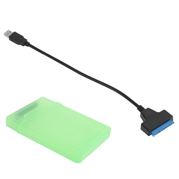 Harddiskadapterkabel 2,5 tommer SATA USB3.0 HDD/SSD konverteringskabel med beskyttelsesboks grønn