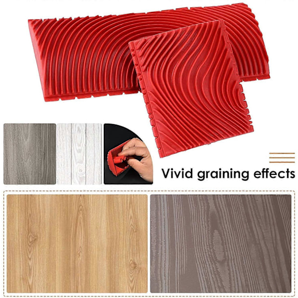 2-pack Imitation Trämönster Färgroller för Väggmålning, Väggtextur, Konstmålningsverktyg - 7,2 cm - 15 cm