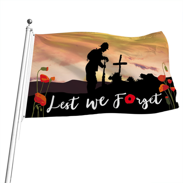 Remembrance Day Flagga Polyester Flagga Enkelsidig Heavy Duty Flagga för hjältar Modererande Remembrance