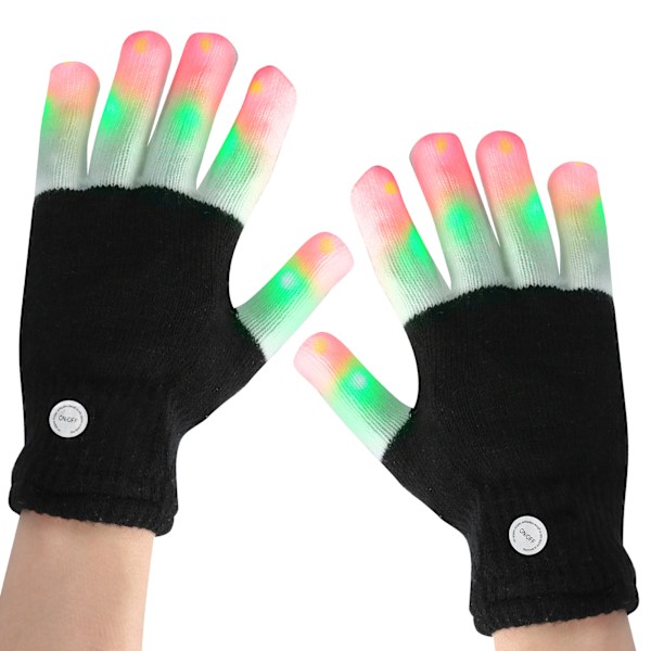 LED-handsker Fingerlys blinker 6 tilstande åndbare elektriske LED-blinkende handsker