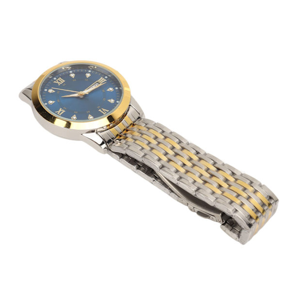 Klocka för män kvarts dag datum vattentät casual lyxig lysande modeklänning klocka med legering armband för affärer guld blå