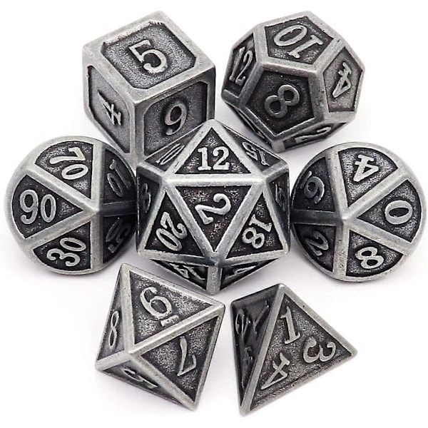 Veritahrainen metallinen DND-nopan sarja, veritahraiset D&D polyhedraaliset RPG-nopat (antiikki rauta)