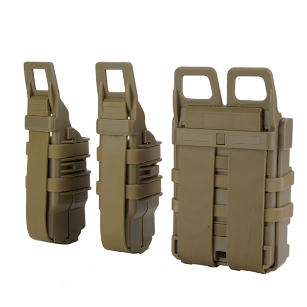 Taktisk Molle Holster Magasin Taske Riffel Pistol Mag Pouch Sæt til Militær Jagt (Sandfarve)