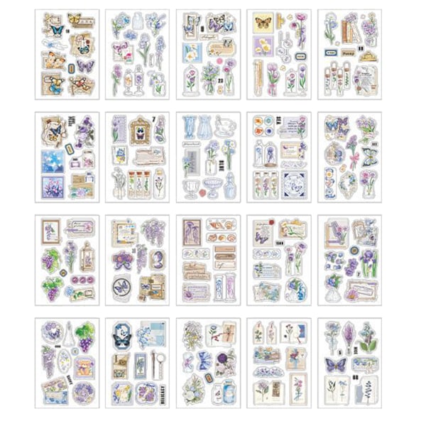 20Pcs Planner Stickers Sheet Waterproof Decorative Planner Stickers for Journal Calendar Scrapbook Style 3