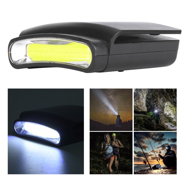 Muovinen kannettava COB LED -otsalamppu Hat Clip -lamppu Mini ulkoilun taskulamppu