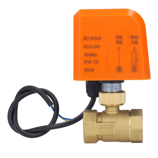 DN20 2-vägs 3/4 tum elektrisk kulventil normalt stängd 2-tråds universal kulventil DC12-24V