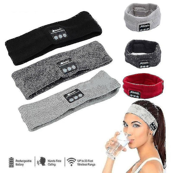 Wireless Bluetooth Sports Headband with Ultra-thin HD Stereo Speakers - Perfect for Sleeping, Workout, Jogging, Yoga, Insomnia - Black