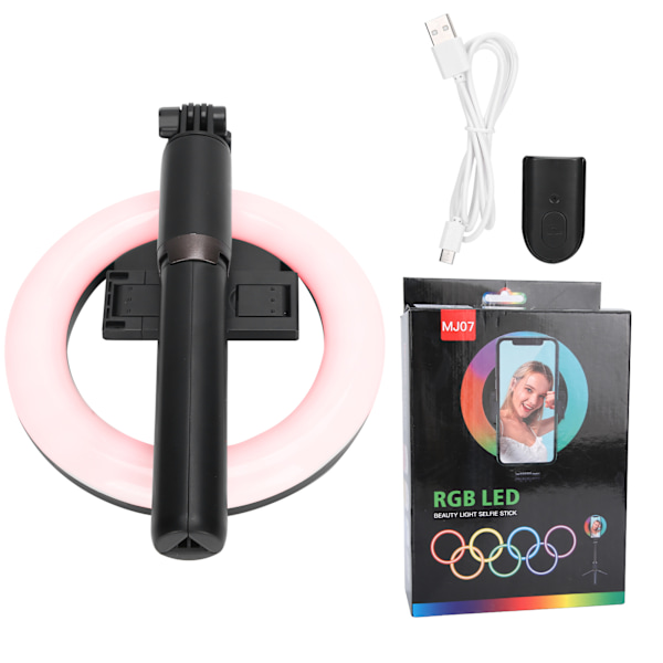 Profesjonell RGB Selfie Ring Light Live Streaming Fotografering Sminke LED Fylllys