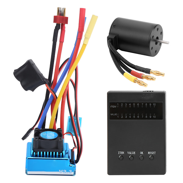 80A borstlös ESC + 3650 2300KV borstlös motor + programmeringskort för 1:10 RC-bilmodell