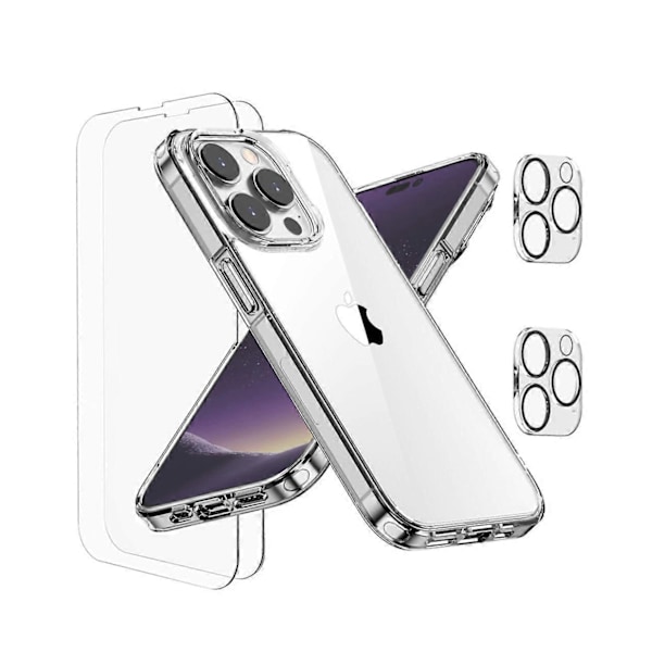 [3 in 1] Suunniteltu iPhone 13 Pro Max -kotelolle, 2 kpl karkaistua lasia näytönsuoja + 2 kpl kameran linssinsuoja iskunkestävä ohut suojus militar
