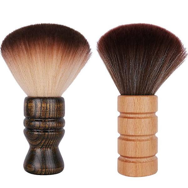 Mjuk Nylon Hår Barber Halsdammborste med Trähandtag - Set om 2