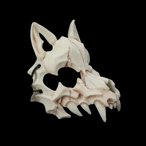 Halloween japansk Dragon God Werewolf Mask Cosplay Animal Skelet Mask Unisex Resin Party Stage Show Mask