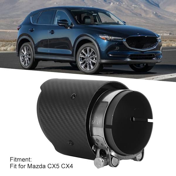 Avgasrör i kolfiber, 80 mm inlopp, 101 mm utlopp, rakt avgasrör, matt, passar till Mazda CX5 CX4 (matt svart)