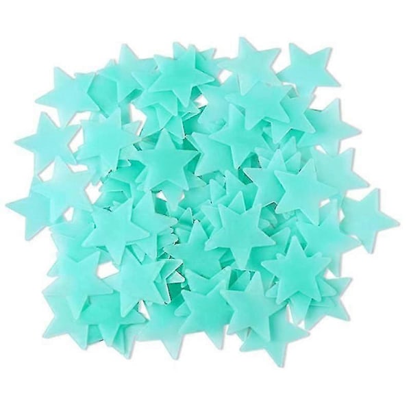 100kpl Tähtiä Hehkuu Pimeässä Valoisa Fluoresoiva Muovinen Seinätarra Täysväri 3cm Vaaleansininen