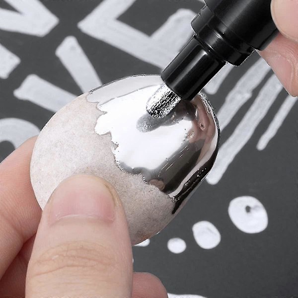 Metallic Marking Markers Pennset - 3 st Flytande Krom Markör Spegel Flytande Krom Färgpenna Set för DIY Konst Hantverk Silver