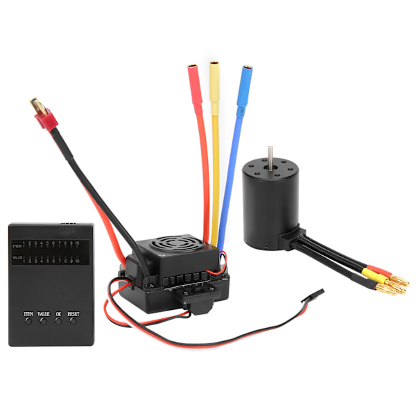 3650 Borstlös motor 4300KV+60A Borstlös ESC T-kontakt Programmeringskort Set för 1//10 RC Bil